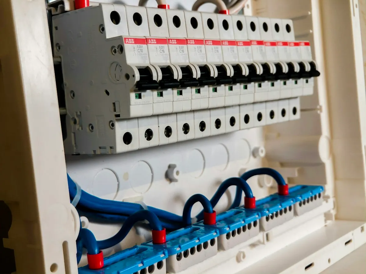 Row of electrical circuit breakers